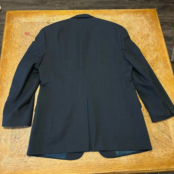 Vintage Jacket Blue Plaid 100% Wool Blazer John Alexander for Foleys 42R X 36W - Picture 2 of 10